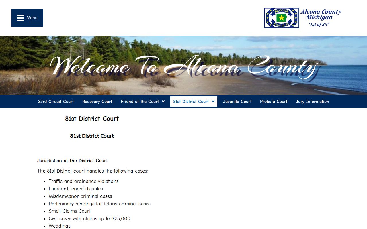 81st District Court information for Alcona County criminal cases