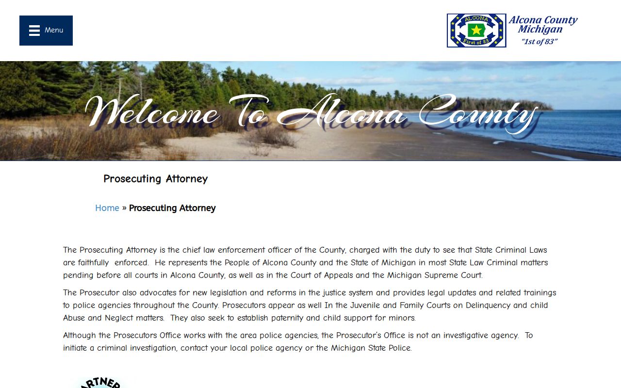 Alcona County Prosecuting Attorney office information for criminal cases