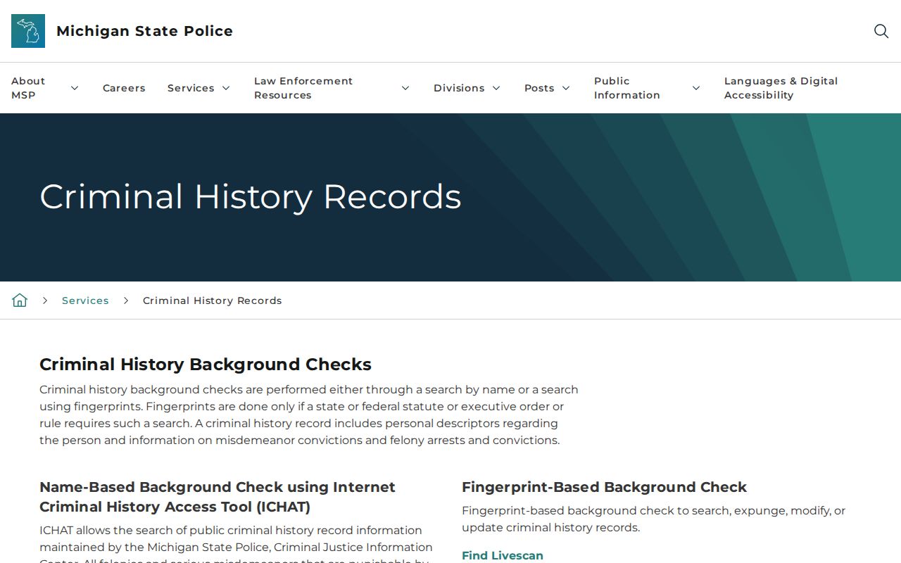 Alcona County criminal history ICHAT coverage information
