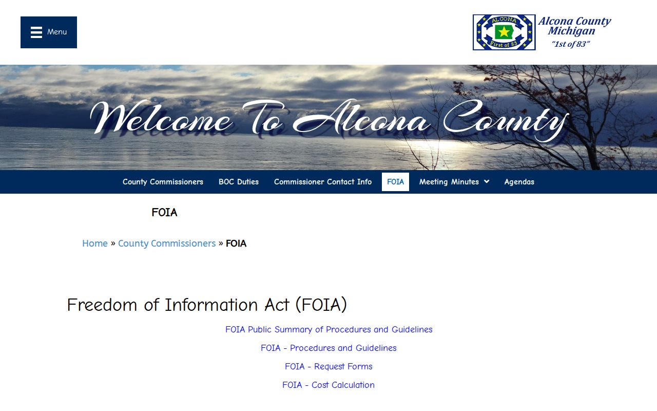 Alcona County criminal records FOIA request links