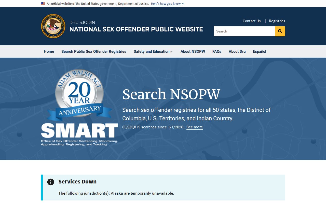 Alcona County sex offender check using the national NSOPW search