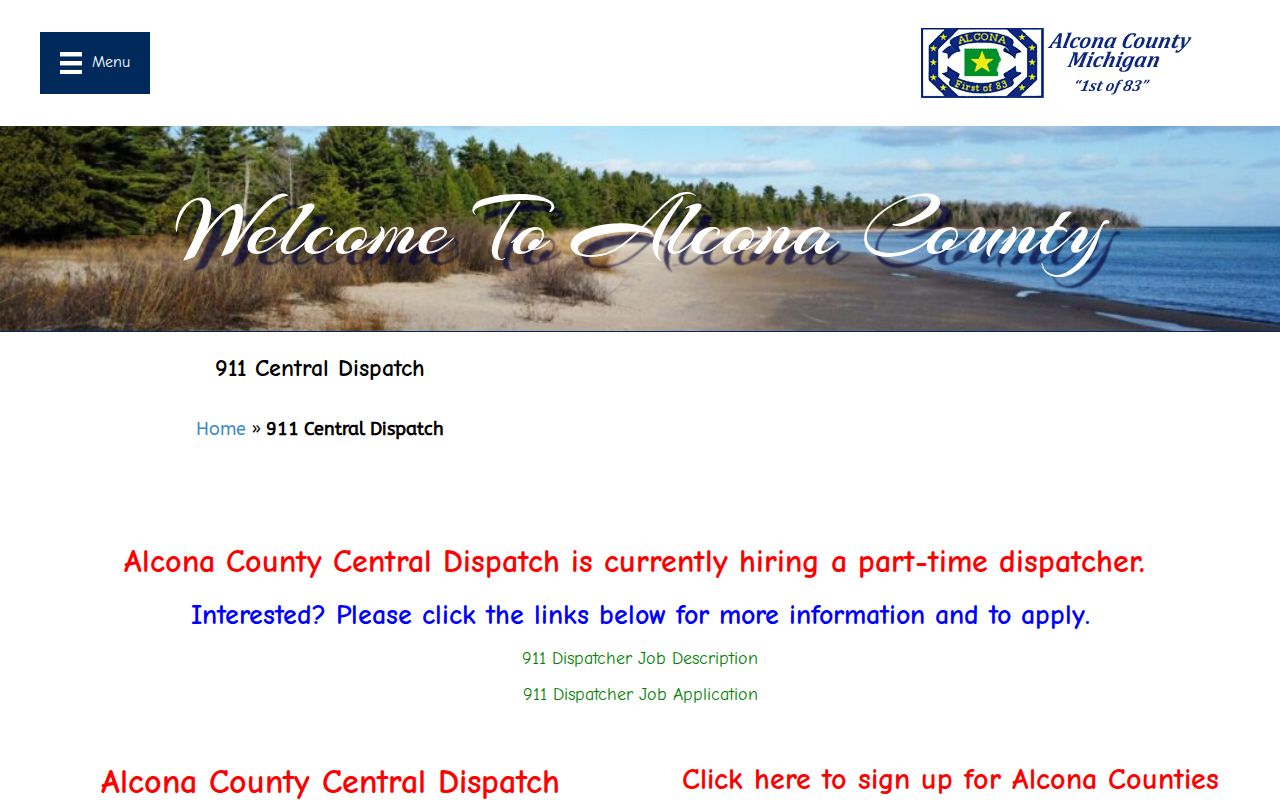 Harrisville criminal records source at Alcona Central Dispatch